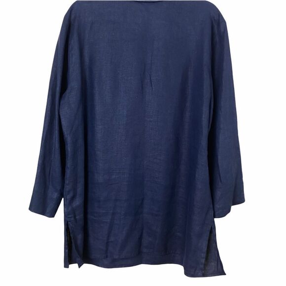 JM Collection Lined Dark Navy/Black Tunic Beaded Top Size 8 - Picture 4 of 7